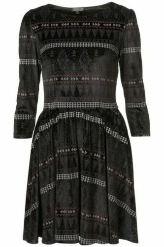 Black gold skater dress size 12 NWT