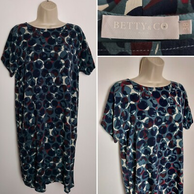 Ladies BETTY & CO GREY Blue Cold Shoulder Long Top Tunic Dress EU 38 UK 10