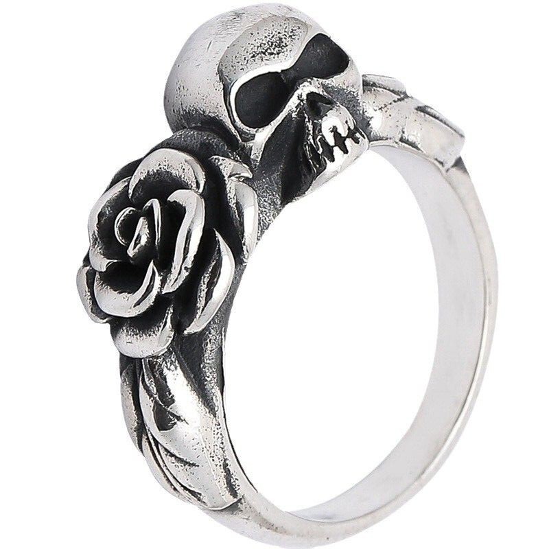 925 sterling silver handmade Munich Niche brand Dark rose skull
