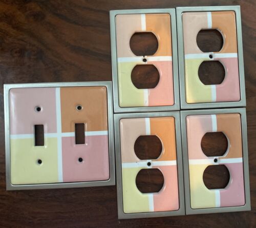 Lot Ceramic Multi Color Light Switch Cover Plate 2005 LHMC Pastels Pink Baby - Picture 1 of 5