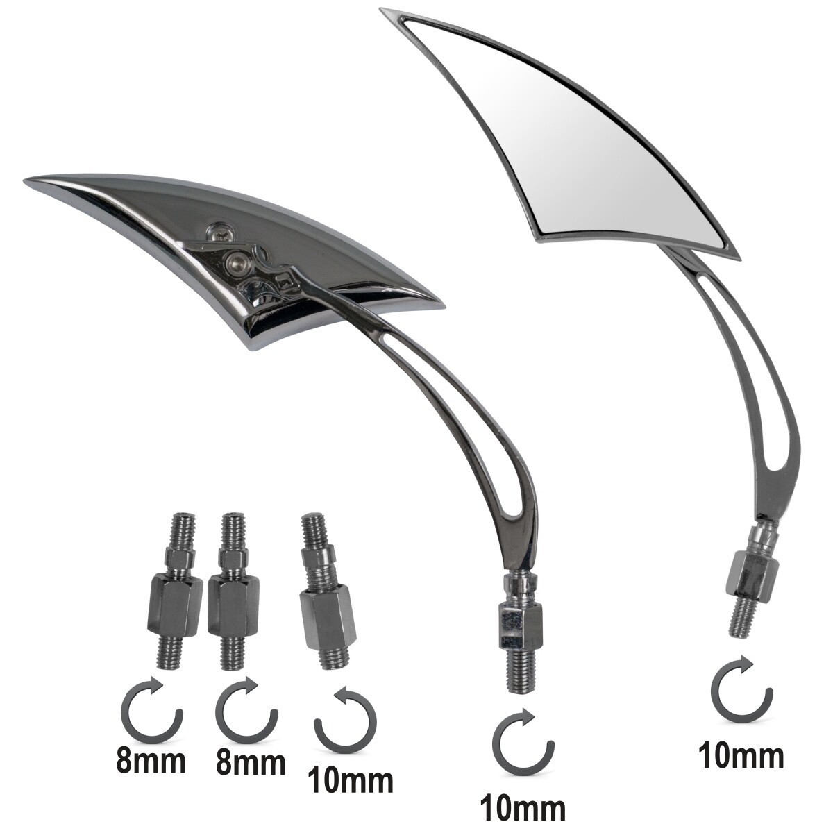 Mirrors Rearview Custom Style Motorcycle Chrome Motorbike Handlebar