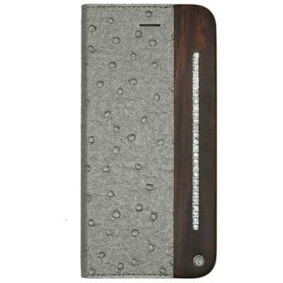 Uunique London Hülle für iPhone 6/6s - Straußendesign Original Holz - SILBER