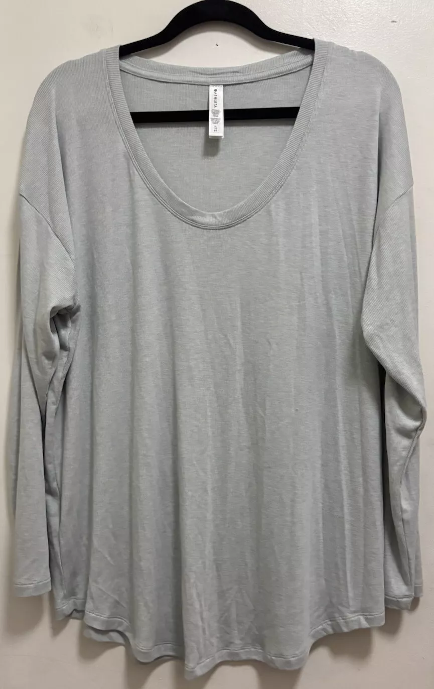 athleta scoop neck ribbed stretch athletic shirt