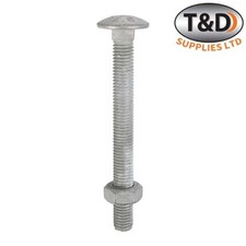 Timco 25Pc Carriage Bolt&Hex Nut - M8x150 Galvanised Bolts for Decking, Fencing