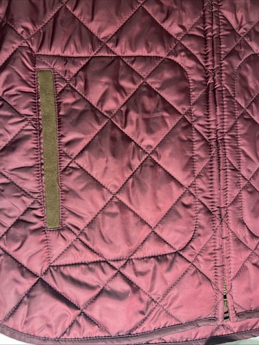 Polo Ralph Lauren Quilted Vest Burgundy Suede Trim Large Embroidered Crown READ - Picture 19 of 24
