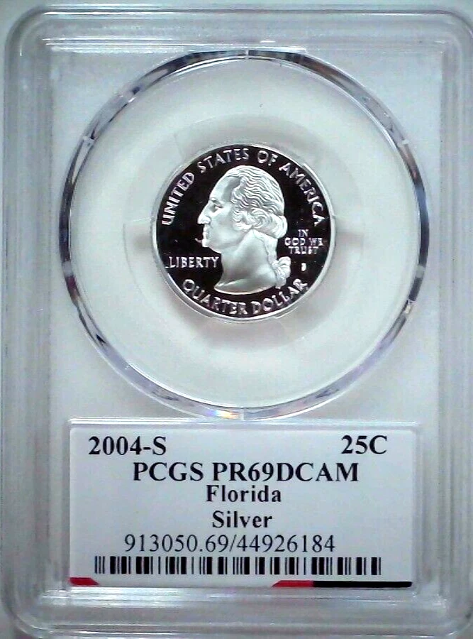 2004-S 25C State Quarter Florida PCGS PR69 DCAM 90% Silver 24lotr0421 - Image 2 of 4