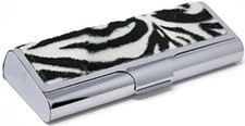 Metallic Hard Shell Protective Case for Eyeglasses with Velvet Zebra Print
