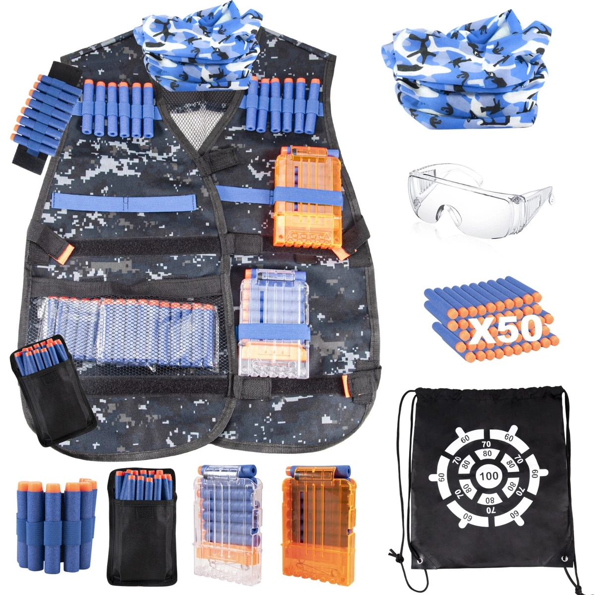 Kids Tactical Vest Kit for Nerf Guns N-Strike Elite Series with 50 Refill  Darts