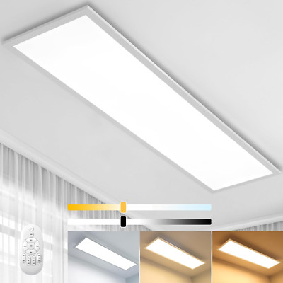 Dimmable LED ceiling light panel 100x25 cm with remote control 28W rectangle ceiling p