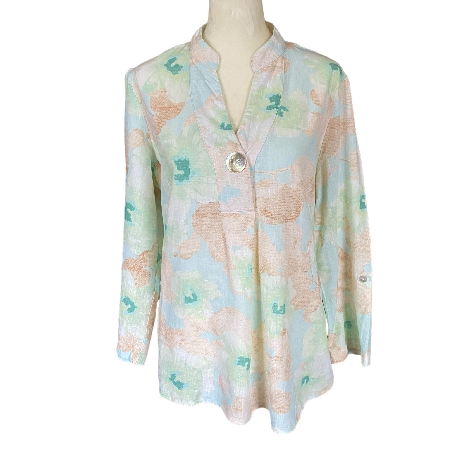 Ruby Rd. long sleeve v-neck pullover multicolored… - image 1