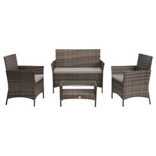 SVITA BROOKLYN Polyrattan Sitzgruppe Lounge Gartenmöbel Set Schwarz Braun Grau