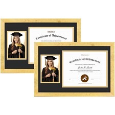 8x10 Diploma Frame and 4x6 Picture Solid Wood Certificate with Real Glass Front
