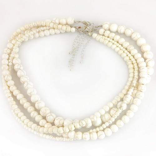 Collar con cuentas de piedras preciosas hecho a mano joyería redondo suave con broche de langosta plateada - Imagen 204 de 241