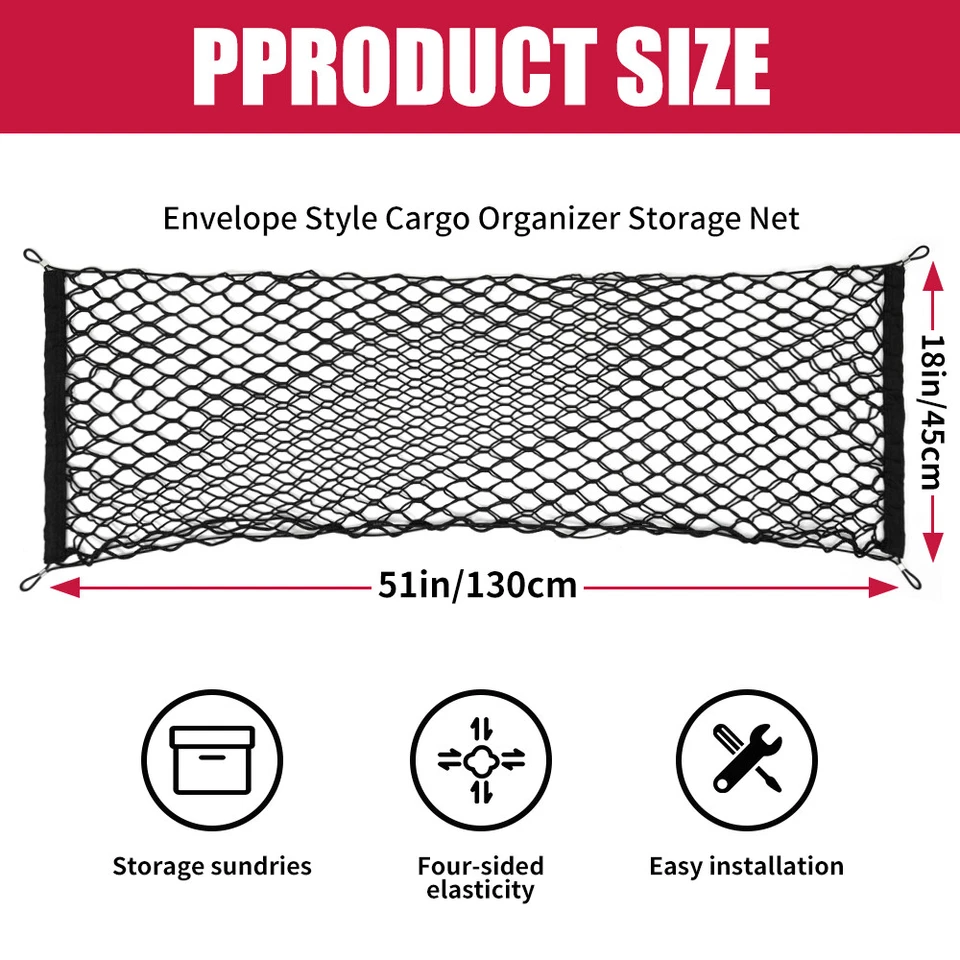 Envelope Style Trunk Cargo Net Storage Organizer For Ford Ranger Pickup Truck - Image 3 of 4