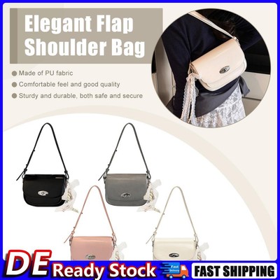 Women PU Slouchy Carrying Bag with Lace Pendant Casual Armpit Bag Chic Hobo Bag 