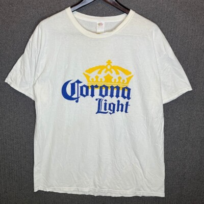 Corona Light Beer Logo Graphic T-Shirt White Men's Size XL Casual Funny Classic 