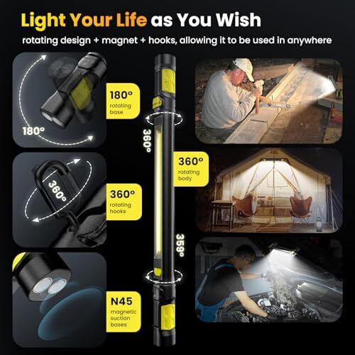 Arbeitsleuchte【AUTO ON/Off】3000LM LED Magnetische Arbeitslichtleiste 5200mAh Unter Gelb - Bild 6 von 7