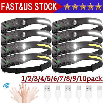 Waterproof COB Headlamp Night Buddy LED Sensor 230° Head Torch Headlight Lamp