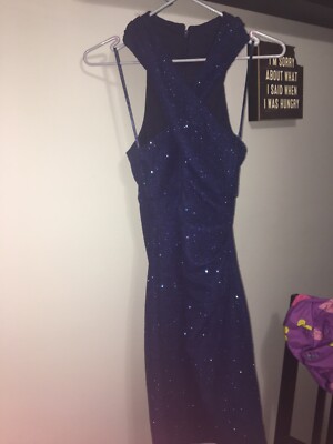 Eliza J Womens Dress Navy Blue Size 4p Textured Shimmer Blue