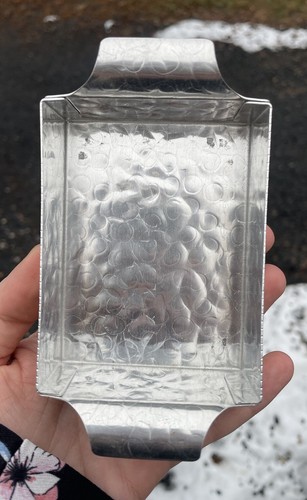 Antique - Vintage Art Deco Pressed Glass Hammered Aluminum Server Dish Tray - Picture 9 of 10