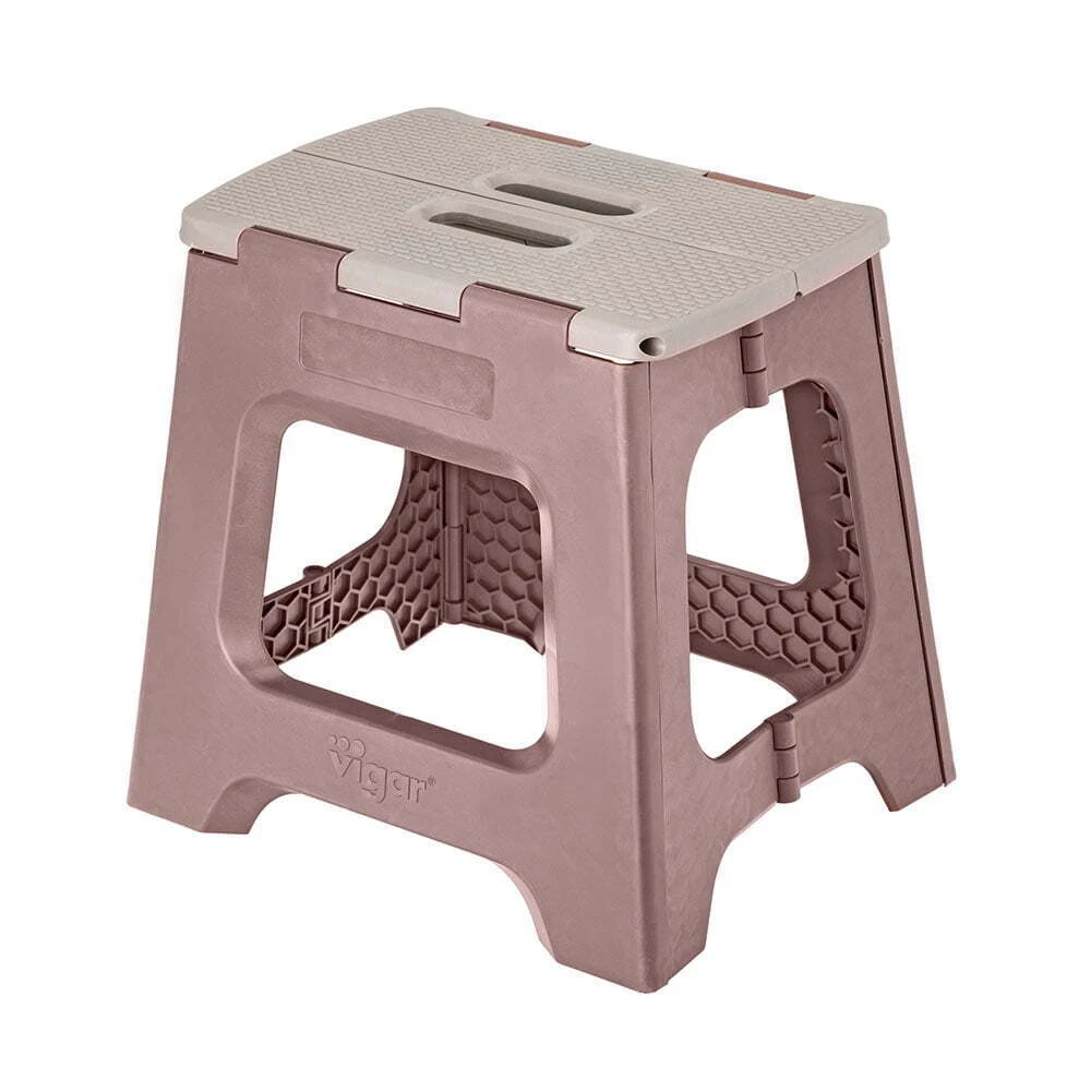 Vigar Compact Foldable 32cm Plastic Step Stool Outdoor Kitchen