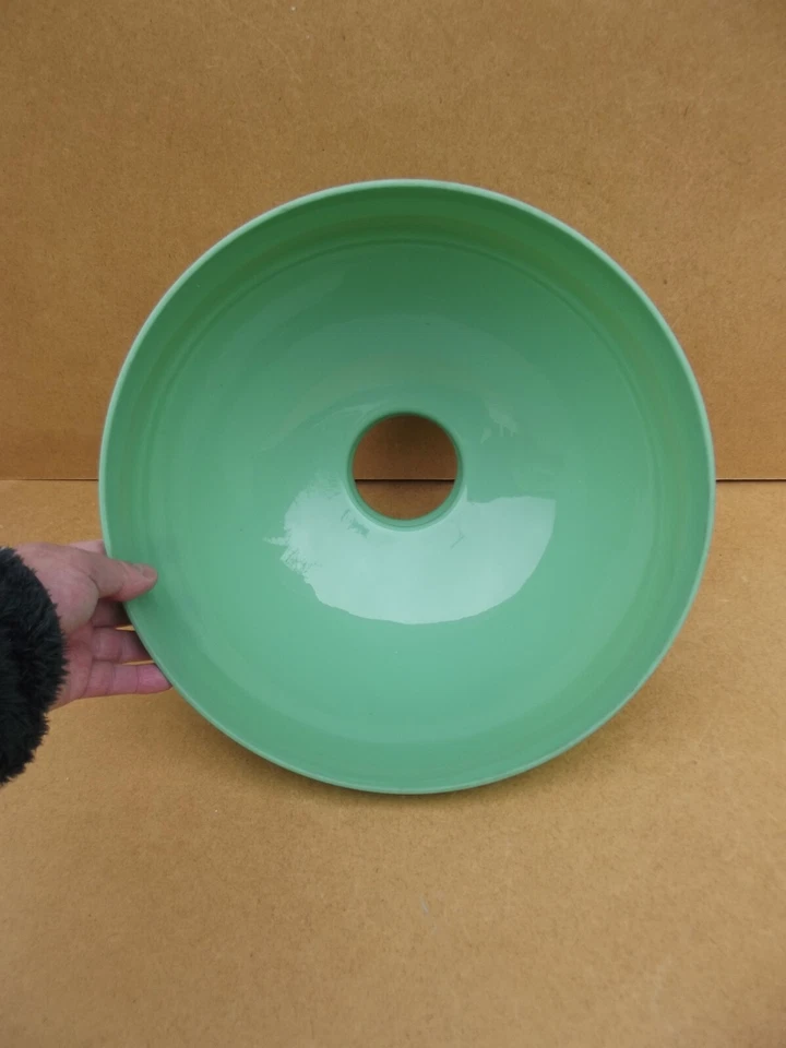 globe suspension opaline verte céladon verre lampe lustre diamètre 32,5 cm 19éme - Photo 4/4