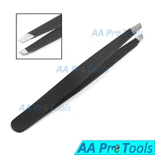  Eyebrow Tweezers Professional BLACK HAIR Beauty SLANTED Stainless Steel TWEEZER