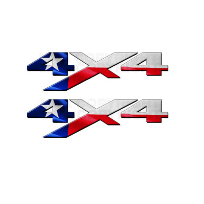 4x4 Texas Flag NO DEER Head Decals Truck - NO Off Road Stickers 2 Pack MATTE