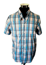 George Shirt Men's Size M 38-40 Classic Fit Multicolor Plaid Short Sleeves