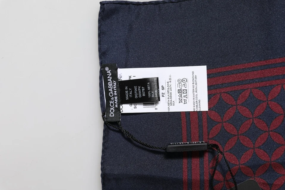 Шарф DOLCE & GABBANA красный синий с принтом шелковый квадратный мужской фуляр 50 см x 50 см 270usd - Изображение 4 из 4