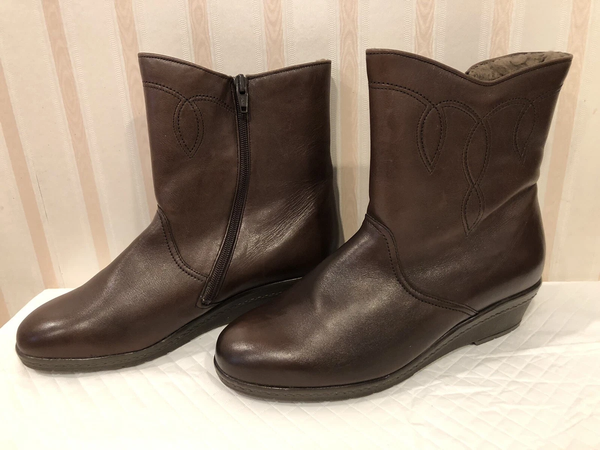 SALAMANDER BOOTS BROWN NAPPA LEATHER LINING SIZE 5.5 MADE IN GERMANY |