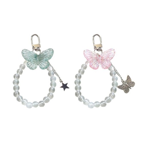 Butterflies Tassel Phone Lanyard Short Female Glass Beaded Phone Shell Pendant - 第 1/8 張圖片