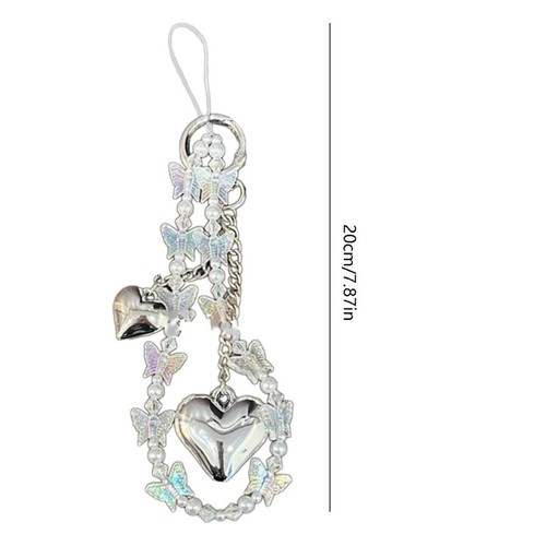 2 PCS Stylish Heart Butterfly Keyring Phone Pendant Gift for Fashion Enthusiasts - Zdjęcie 8 z 8