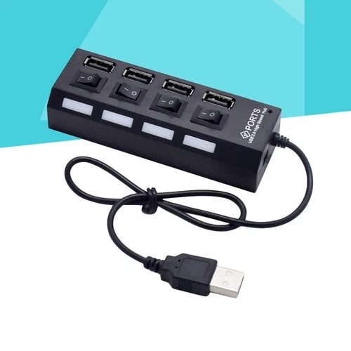 USB Hub 4 Sockets Independent USB 2.0 Divider (noir) Splitter USB