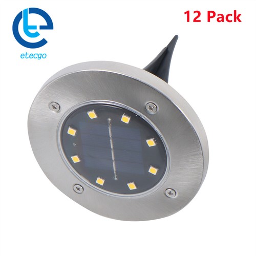12 Pack 8 LED Garden Lights Solar Powered Solar Ground Lights Warm White Outdoor