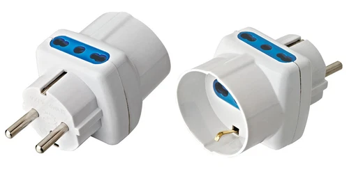 Techly Adattatore Triplo Spina Schuko a Prese Bipasso con Schuko