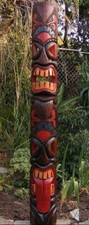 Tiki Totem 2 Face Wood Mask Tropical Bar Patio Decor 60"x 7 in