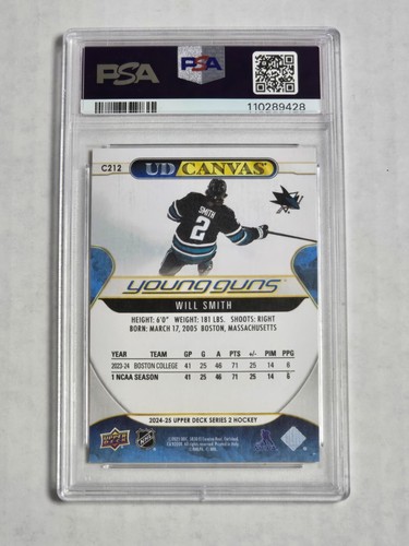 PSA 9 Will Smith 2024-25 Upper Deck Series 2 Young Guns Canvas RC #C212 Rookie - Picture 2 of 2