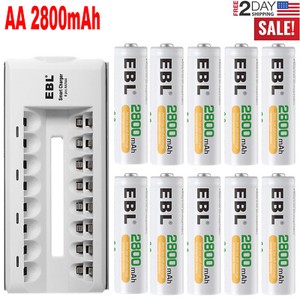 Lot Ebl 2800mah Rechargeable Battery Ni Mh 8 Slot a Batteries Charger Ebay Lot Ebl 2800mah Rechargeable Battery Ni Mh 8 Slot a Batteries Charger Ebay