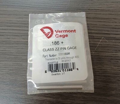 VERMONT GAGE Class ZZ Plus Plug Gage: 0.186+  Dia PK2 111118600