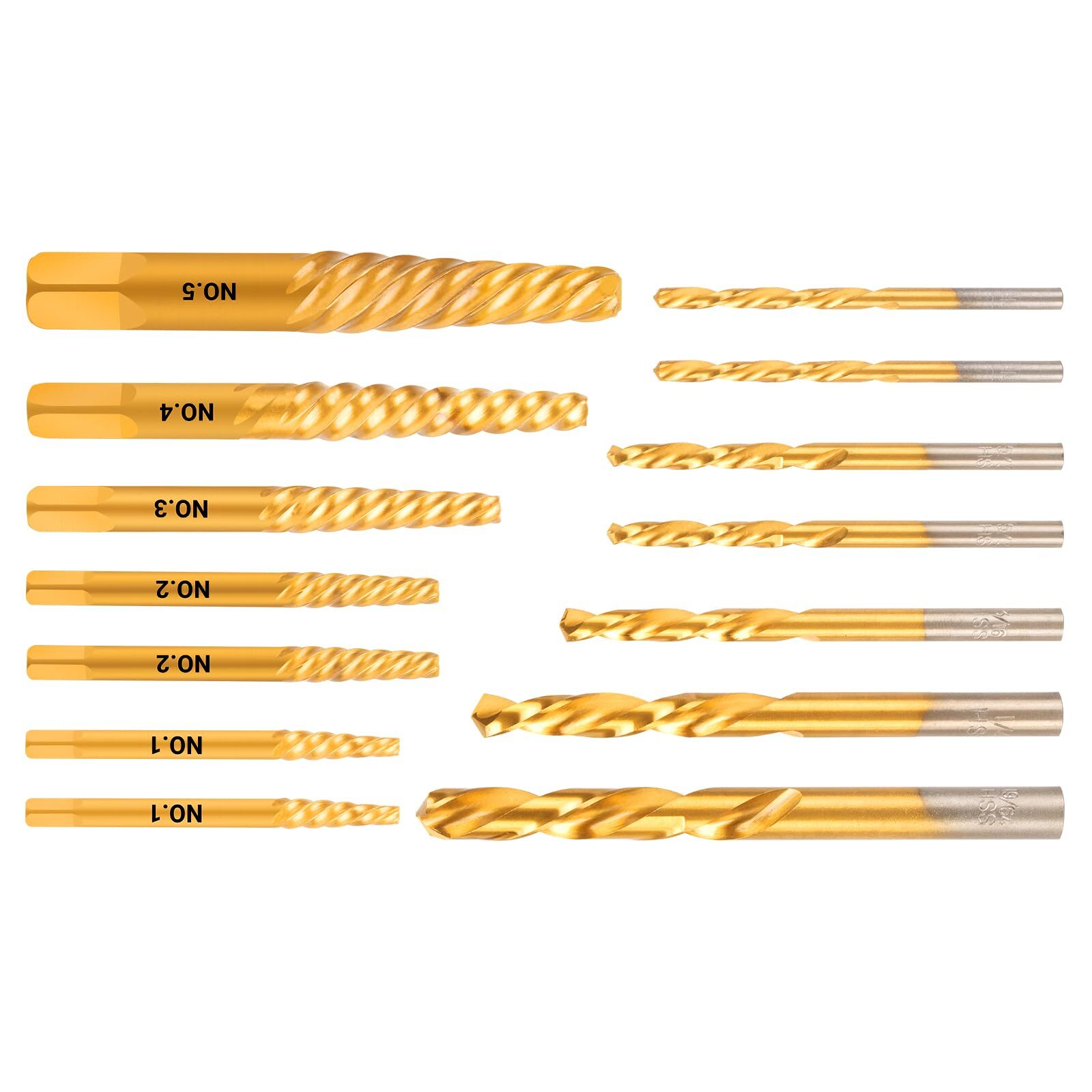 14 PCS Left-Hand Drill Bit Stripped Screw Extractor Set Easy Out Bolt Kit