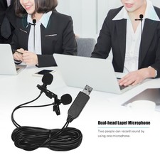 Andoer 4.5m/15ft USB Dual-head Lavalier Lapel Microphone Clip-on Omnidirect VWQF