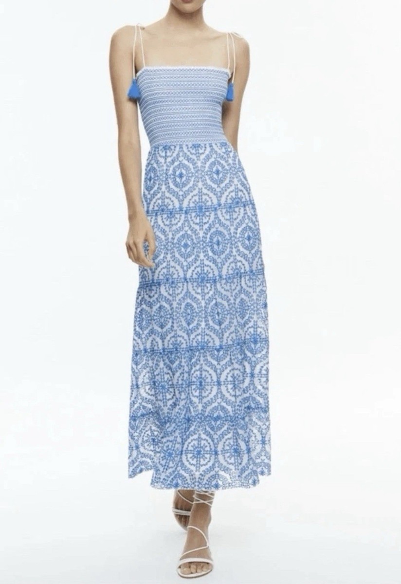 alice and olivia blue lace dress + White Marna Tie Strap Maxi Smocked Sz12 NWT $695 baby blue Loomaby Elegant Light Blue Size:CHILD-6 FIT About 52.25 from