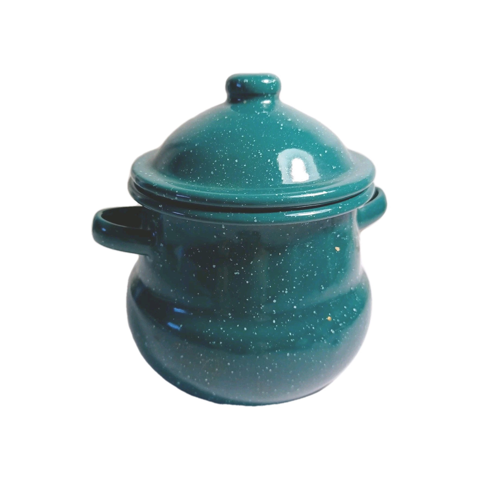 Green Spattered Enamel Sugar Bowl