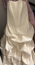 David's Bridal T8946R Strapless Ball Gown Wedding Dress Light Gold Size 10