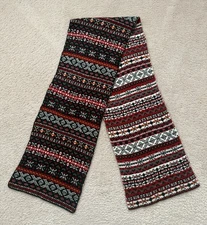 Nordic Reversible Scarf  Fair Isle 10.5'' x 65'' New