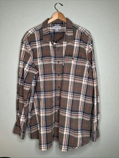 Carhartt Men  s Shirt Button Down Brown Orange Plaid Long Sleeve Heavy Work 2XLT