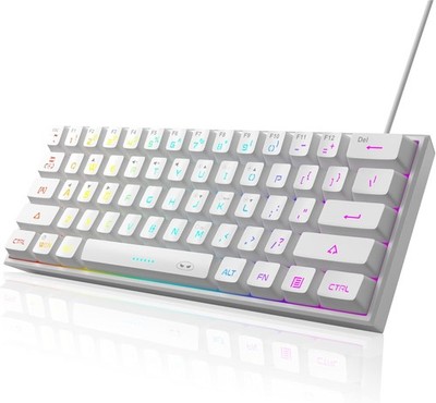 MageGee Waterproof Mechanical Feeling 60% Gaming Keyboard, Ultra-Compact White 