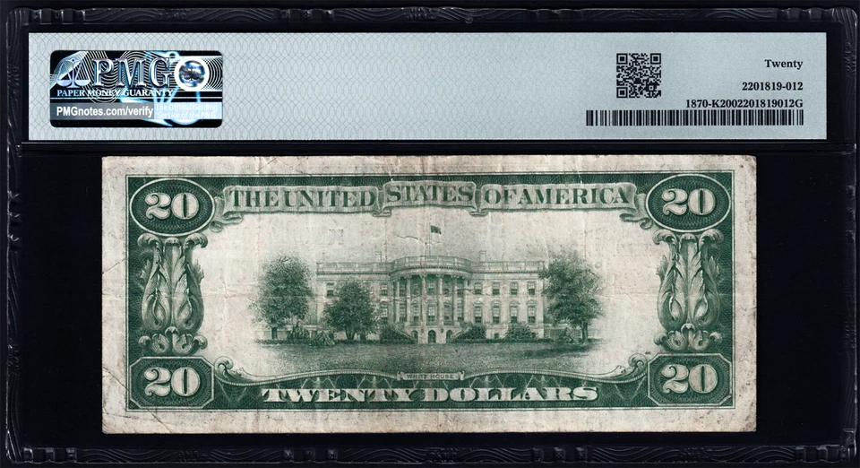 USPC FR#1870-K 1929 $20 FRBN (WANTED DALLAS) JONES/WOODS PMG 20 VF - Image 3 of 4