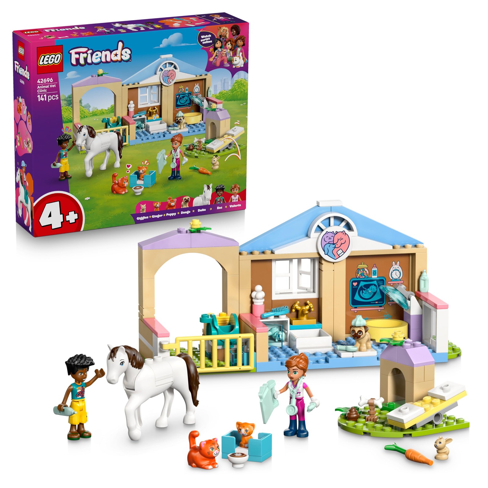 LEGO Friends Animal Vet Clinic - Educational Toy w/a Horse Stable, 2 Mini Dolls,